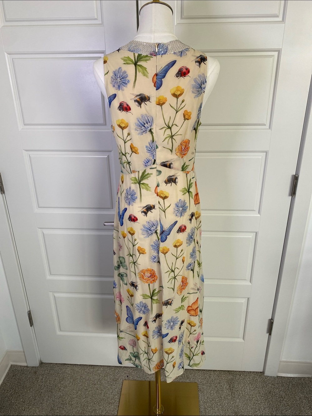 Anthropologie Pankaj & Nidhi Butterfly Garden Beaded Midi Dress NWT 6 - Picture 2 of 15